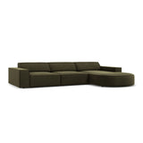 Jodie 4-Sitzer Ecksofa, Rechte Seite, rund, aus Samt (Blu77) in Grün, 284x166 cm – Bild 4