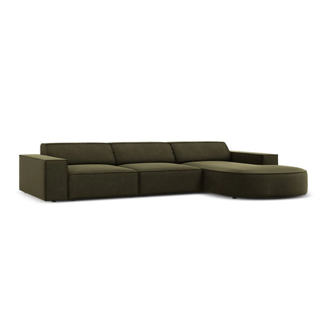 Jodie 4-Sitzer Ecksofa, Rechte Seite, rund, aus Samt (Blu77) in Grün, 284x166 cm – Bild 4