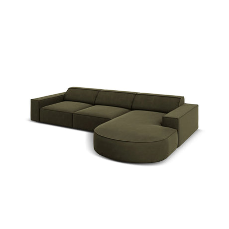 Jodie 4-Sitzer Ecksofa, Rechte Seite, rund, aus Samt (Blu77) in Grün, 284x166 cm – Bild 5