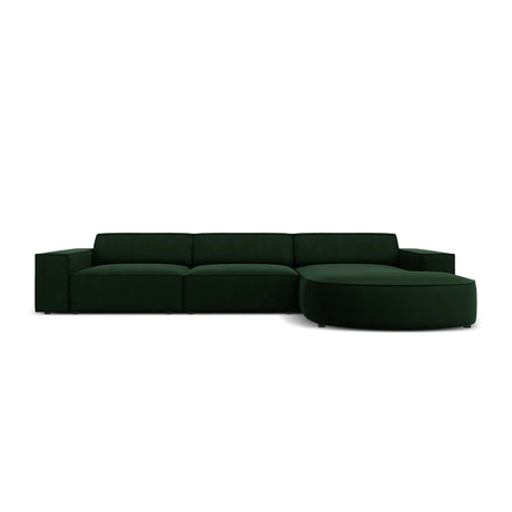 Jodie 4-Sitzer Ecksofa, Rechte Seite, rund, aus Samt (Blu78) in Flaschengrün, 284x166 cm – Bild 1