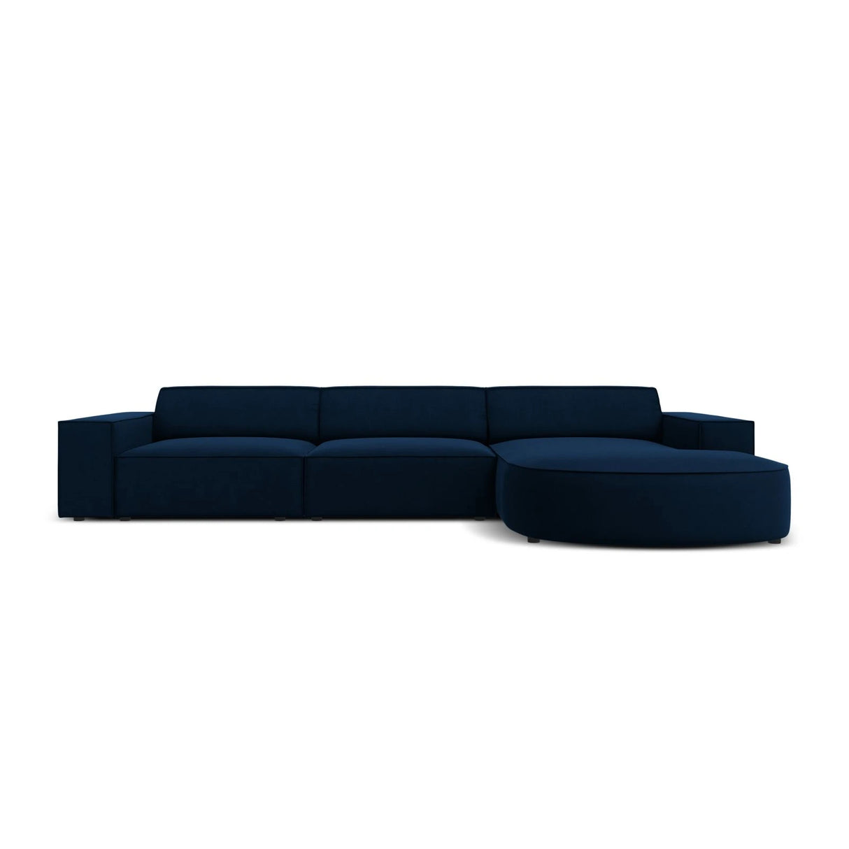 Jodie 4-Sitzer Ecksofa, Rechte Seite, rund, aus Samt (Blu86) in Königsblau, 284x166 cm – Bild 1