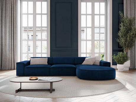 Jodie 4-Sitzer Ecksofa, Rechte Seite, rund, aus Samt (Blu86) in Königsblau, 284x166 cm – Bild 2