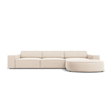 Jodie 4-Sitzer Ecksofa, Rechte Seite, rund, aus Samt oder Strukturstoff, 284x166 cm – Bild 1