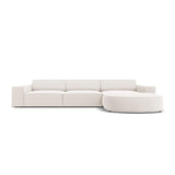 Jodie 4-Sitzer Ecksofa, Rechte Seite, rund, aus Strukturierter Stoff (Meg351) in Leichtes Beige, 284x166 cm – Bild 1