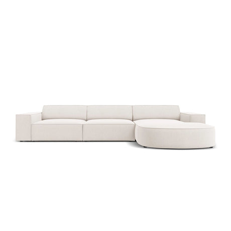 Jodie 4-Sitzer Ecksofa, Rechte Seite, rund, aus Strukturierter Stoff (Meg351) in Leichtes Beige, 284x166 cm – Bild 1