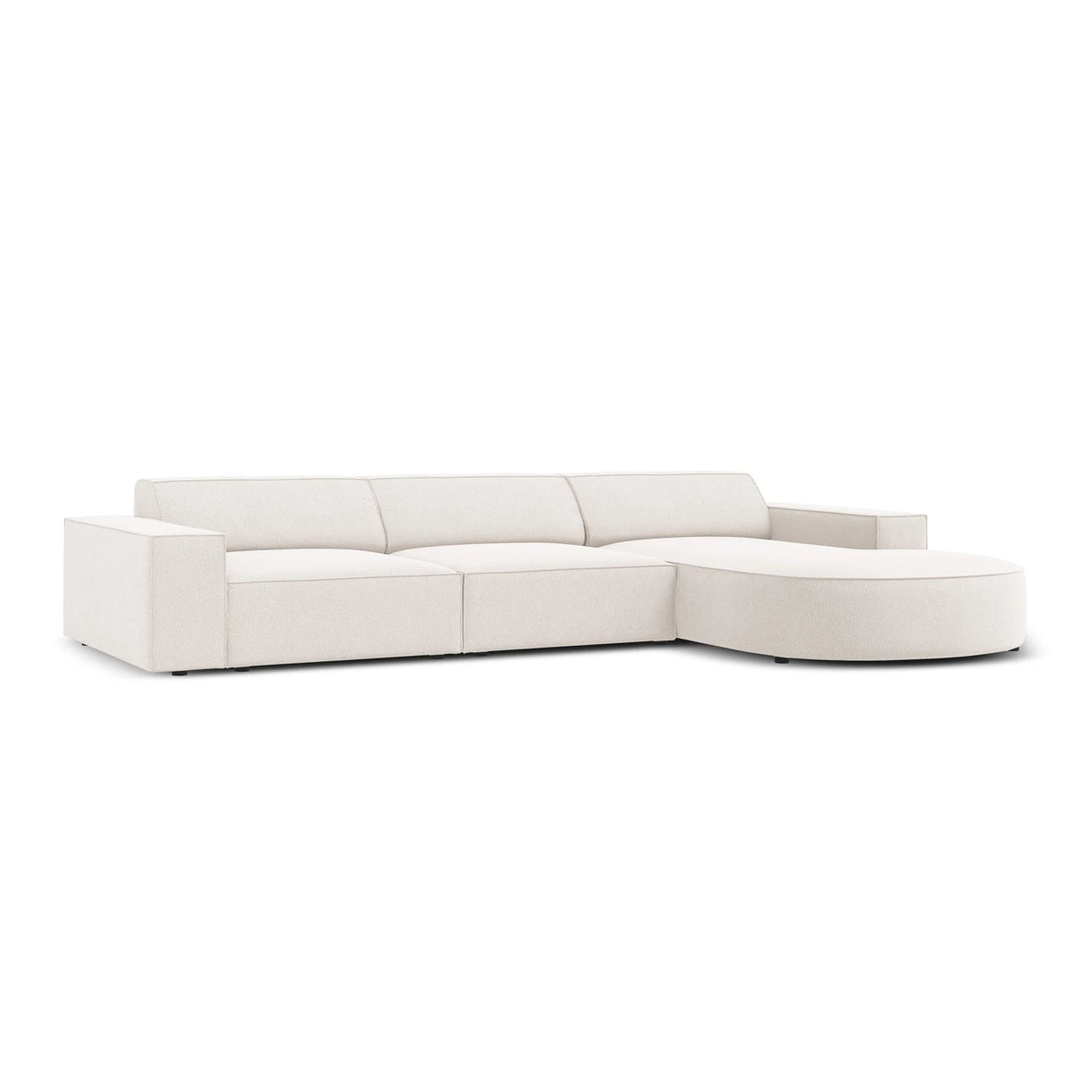 Jodie 4-Sitzer Ecksofa, Rechte Seite, rund, aus Strukturierter Stoff (Meg351) in Leichtes Beige, 284x166 cm – Bild 3