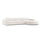 Jodie 4-Sitzer Ecksofa, Rechte Seite, rund, aus Strukturierter Stoff (Meg351) in Leichtes Beige, 284x166 cm – Bild 3