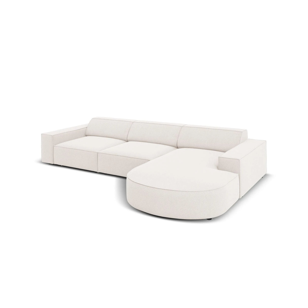 Jodie 4-Sitzer Ecksofa, Rechte Seite, rund, aus Strukturierter Stoff (Meg351) in Leichtes Beige, 284x166 cm – Bild 4