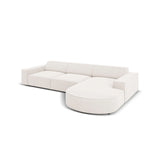 Jodie 4-Sitzer Ecksofa, Rechte Seite, rund, aus Strukturierter Stoff (Meg351) in Leichtes Beige, 284x166 cm – Bild 4