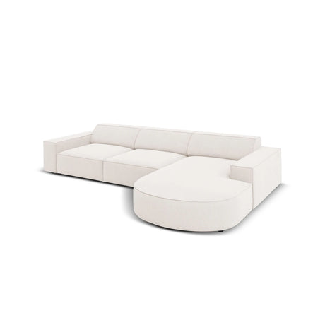 Jodie 4-Sitzer Ecksofa, Rechte Seite, rund, aus Strukturierter Stoff (Meg351) in Leichtes Beige, 284x166 cm – Bild 4
