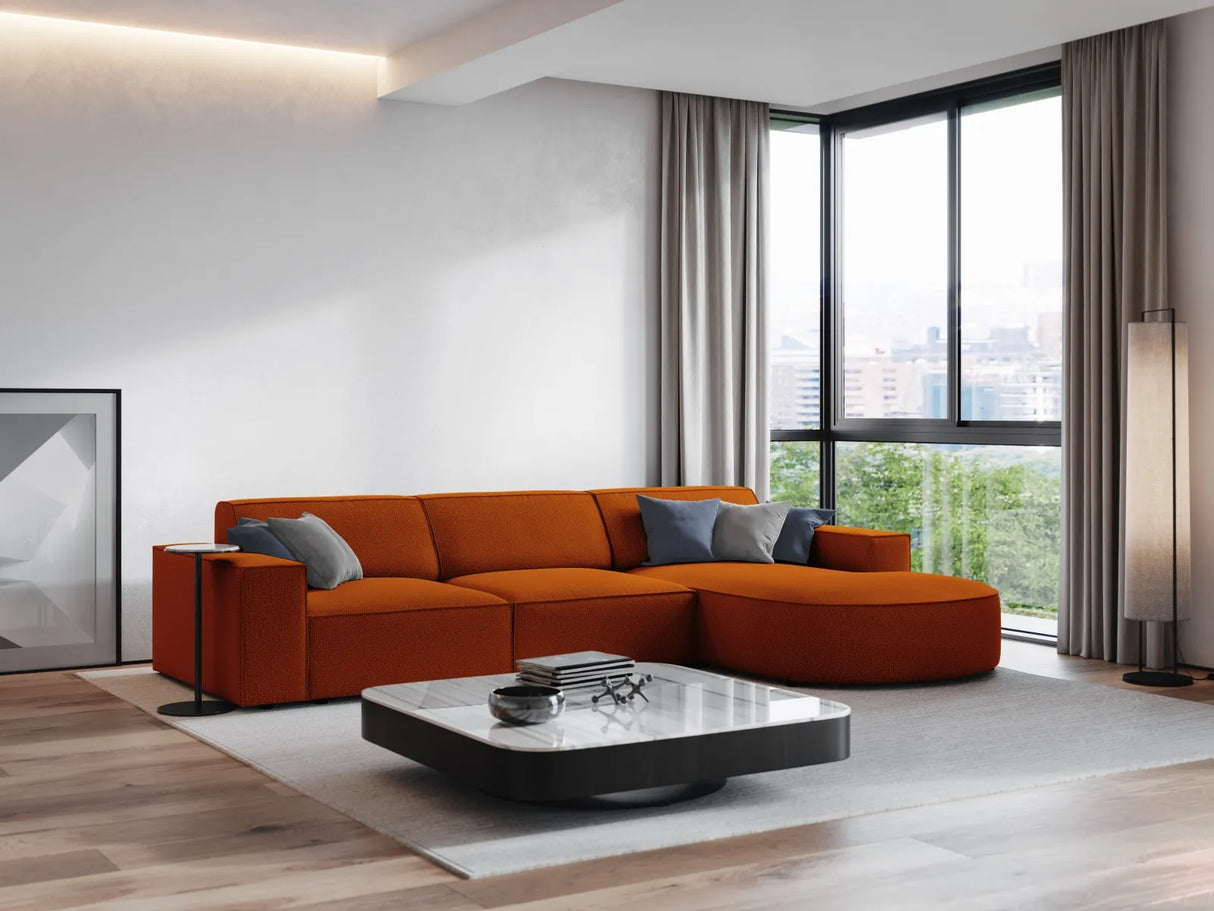 Jodie 4-Sitzer Ecksofa, Rechte Seite, rund, aus Strukturierter Stoff (Meg357) in Terrakotta, 284x166 cm – Bild 2