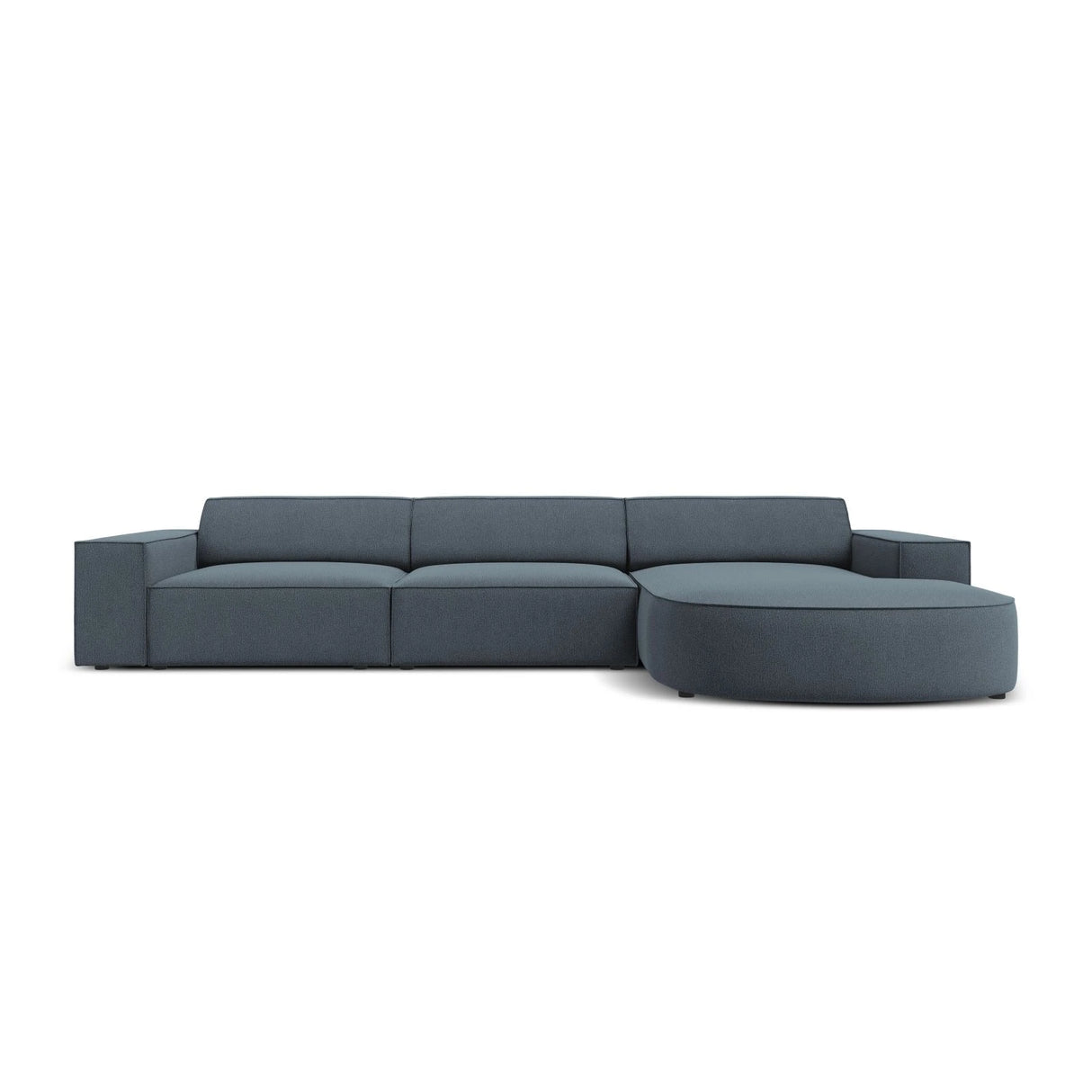 Jodie 4-Sitzer Ecksofa, Rechte Seite, rund, aus Strukturierter Stoff (Meg361) in Blau, 284x166 cm – Bild 1