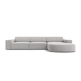 Jodie 4-Sitzer Ecksofa, Rechte Seite, rund, aus Strukturierter Stoff (Meg363) in Hellgrau, 284x166 cm – Bild 1