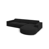 Jodie 4-Sitzer Ecksofa, Rechte Seite, rund, aus Strukturierter Stoff (Meg368) in Schwarz, 284x166 cm – Bild 4