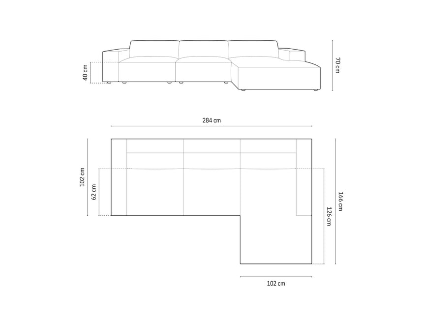 Jodie 4-Sitzer Ecksofa Rechts 284x166 cm aus Boucle (AscNATA) in Beige – Bild 7