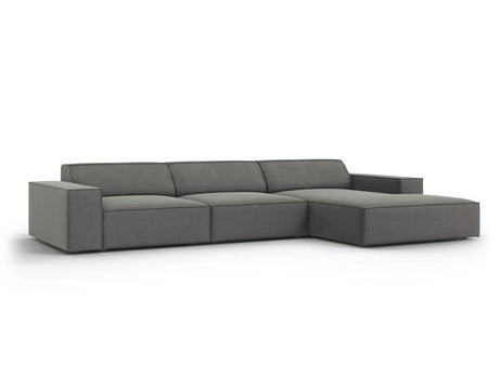 Jodie 4-Sitzer Ecksofa Rechts 284x166 cm aus Samt (Blu13) in Hellgrau – Bild 3