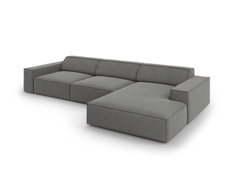 Jodie 4-Sitzer Ecksofa Rechts 284x166 cm aus Samt (Blu13) in Hellgrau – Bild 4