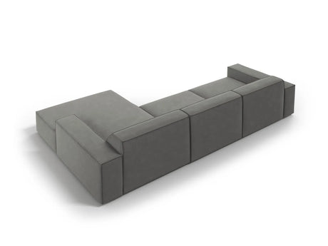 Jodie 4-Sitzer Ecksofa Rechts 284x166 cm aus Samt (Blu13) in Hellgrau – Bild 5