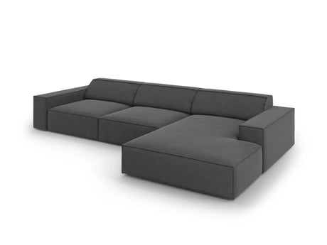 Jodie 4-Sitzer Ecksofa Rechts 284x166 cm aus Samt (Blu14) in Grau – Bild 3