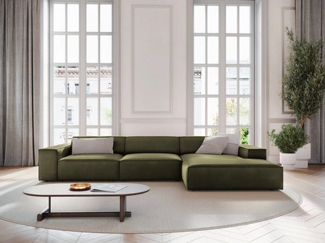 Jodie 4-Sitzer Ecksofa Rechts 284x166 cm aus Samt (Blu77) in Grün – Bild 1
