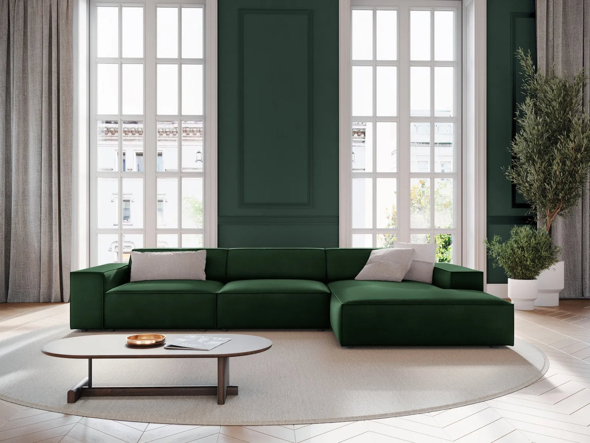Jodie 4-Sitzer Ecksofa Rechts 284x166 cm aus Samt (Blu78) in Flaschengrün – Bild 1