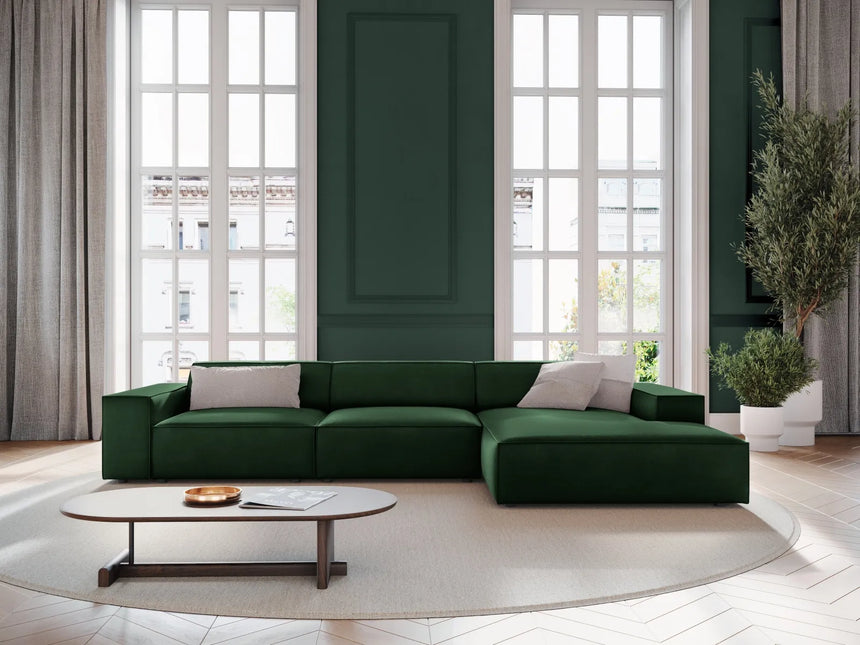Jodie 4-Sitzer Ecksofa Rechts 284x166 cm aus Samt (Blu78) in Flaschengrün – Bild 1
