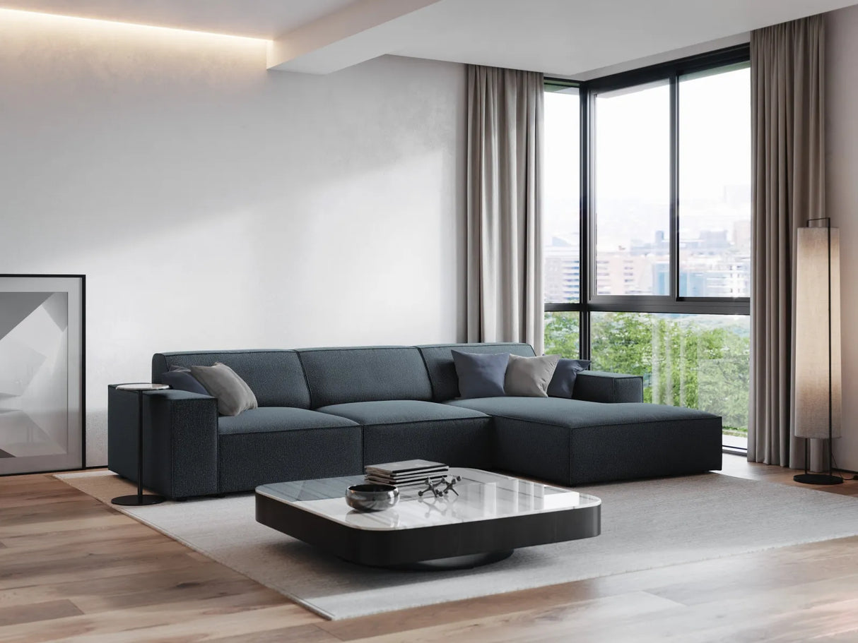 Jodie 4-Sitzer Ecksofa Rechts 284x166 cm aus Strukturierter Stoff (Meg361) in Blau – Bild 7