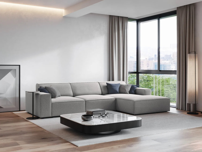 Jodie 4-Sitzer Ecksofa Rechts 284x166 cm aus Strukturierter Stoff (Meg363) in Hellgrau – Bild 1