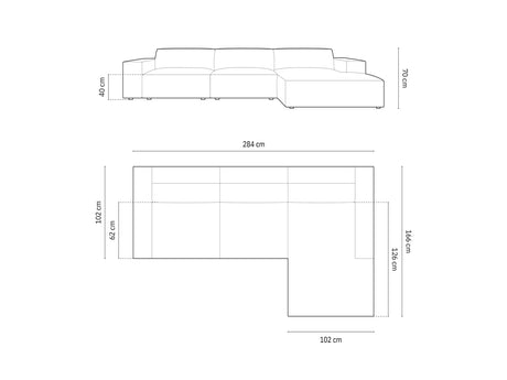 Jodie 4-Sitzer Ecksofa Rechts 284x166 cm aus Strukturierter Stoff (Meg367) in Dunkelgrau – Bild 1