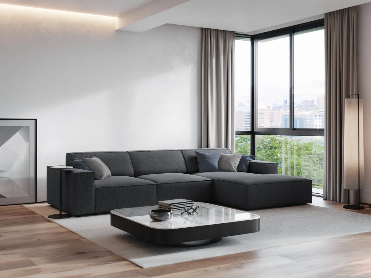 Jodie 4-Sitzer Ecksofa Rechts 284x166 cm aus Strukturierter Stoff (Meg367) in Dunkelgrau – Bild 7