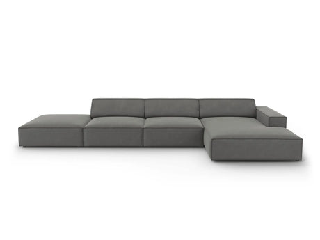 Jodie 4-Sitzer Ecksofa Rechts 341x166 cm aus Samt (Blu13) in Hellgrau – Bild 1