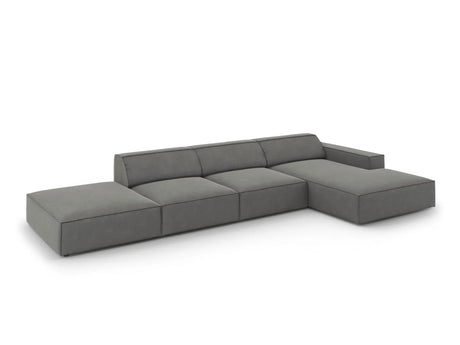 Jodie 4-Sitzer Ecksofa Rechts 341x166 cm aus Samt (Blu13) in Hellgrau – Bild 2