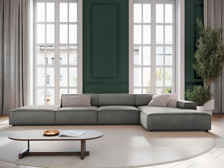 Jodie 4-Sitzer Ecksofa Rechts 341x166 cm aus Samt (Blu13) in Hellgrau – Bild 7