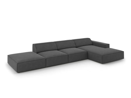 Jodie 4-Sitzer Ecksofa Rechts 341x166 cm aus Samt (Blu14) in Grau – Bild 2
