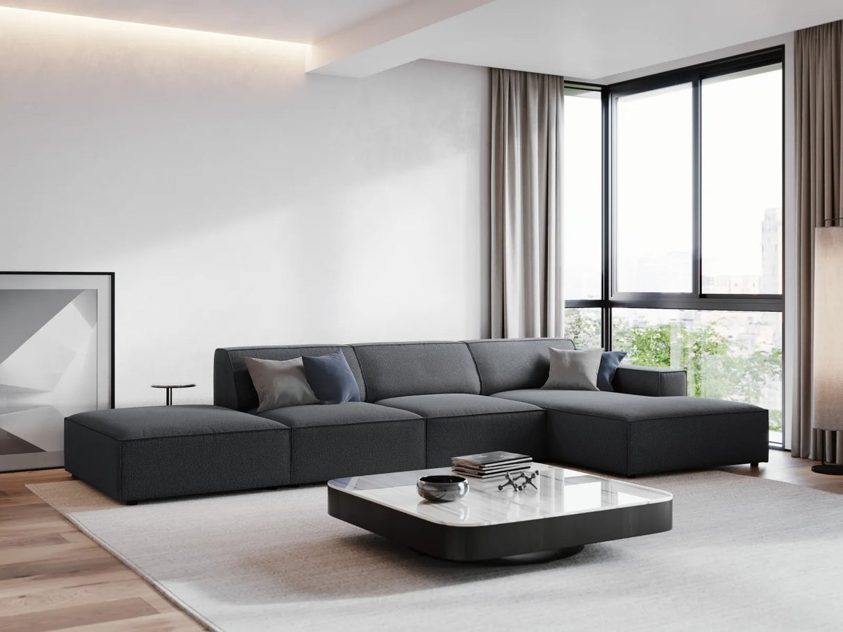 Jodie 4-Sitzer Ecksofa Rechts 341x166 cm aus Strukturierter Stoff (Meg367) in Dunkelgrau – Bild 7