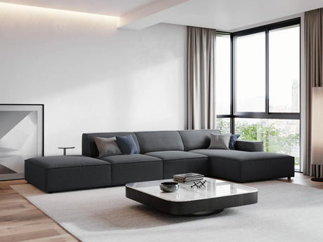 Jodie 4-Sitzer Ecksofa Rechts 341x166 cm aus Strukturierter Stoff (Meg367) in Dunkelgrau – Bild 7