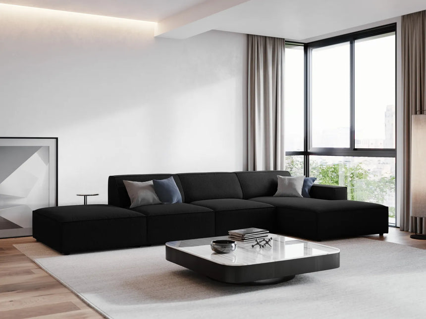 Jodie 4-Sitzer Ecksofa Rechts 341x166 cm aus Strukturierter Stoff (Meg368) in Schwarz – Bild 7