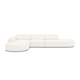 Jodie 5-Sitzer Ecksofa, Linke Seite, rund, aus Boucle (AscNATA) in Beige, 342x166 cm – Bild 1