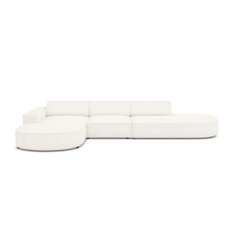 Jodie 5-Sitzer Ecksofa, Linke Seite, rund, aus Boucle (AscNATA) in Beige, 342x166 cm – Bild 1