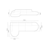 Jodie 5-Sitzer Ecksofa, Linke Seite, rund, aus Boucle (AscNATA) in Beige, 342x166 cm – Bild 2