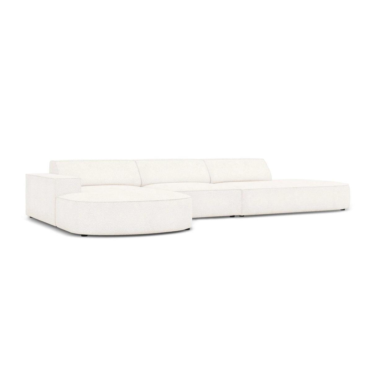 Jodie 5-Sitzer Ecksofa, Linke Seite, rund, aus Boucle (AscNATA) in Beige, 342x166 cm – Bild 3