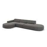 Jodie 5-Sitzer Ecksofa, Linke Seite, rund, aus Samt (Blu13) in Hellgrau, 342x166 cm – Bild 5