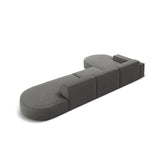 Jodie 5-Sitzer Ecksofa, Linke Seite, rund, aus Samt (Blu13) in Hellgrau, 342x166 cm – Bild 6