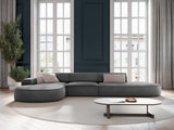 Jodie 5-Sitzer Ecksofa, Linke Seite, rund, aus Samt (Blu14) in Grau, 342x166 cm – Bild 2