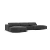 Jodie 5-Sitzer Ecksofa, Linke Seite, rund, aus Samt (Blu14) in Grau, 342x166 cm – Bild 4