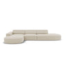 Jodie 5-Sitzer Ecksofa, Linke Seite, rund, aus Samt (Blu30) in Dunkelbeige, 342x166 cm – Bild 1