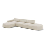 Jodie 5-Sitzer Ecksofa, Linke Seite, rund, aus Samt (Blu30) in Dunkelbeige, 342x166 cm – Bild 5