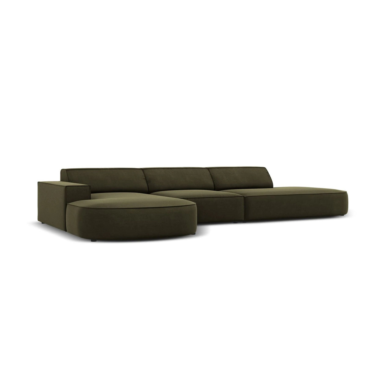 Jodie 5-Sitzer Ecksofa, Linke Seite, rund, aus Samt (Blu77) in Grün, 342x166 cm – Bild 4