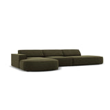 Jodie 5-Sitzer Ecksofa, Linke Seite, rund, aus Samt (Blu77) in Grün, 342x166 cm – Bild 4