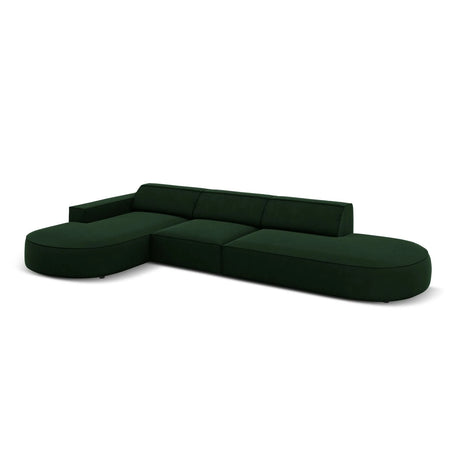 Jodie 5-Sitzer Ecksofa, Linke Seite, rund, aus Samt (Blu78) in Flaschengrün, 342x166 cm – Bild 5